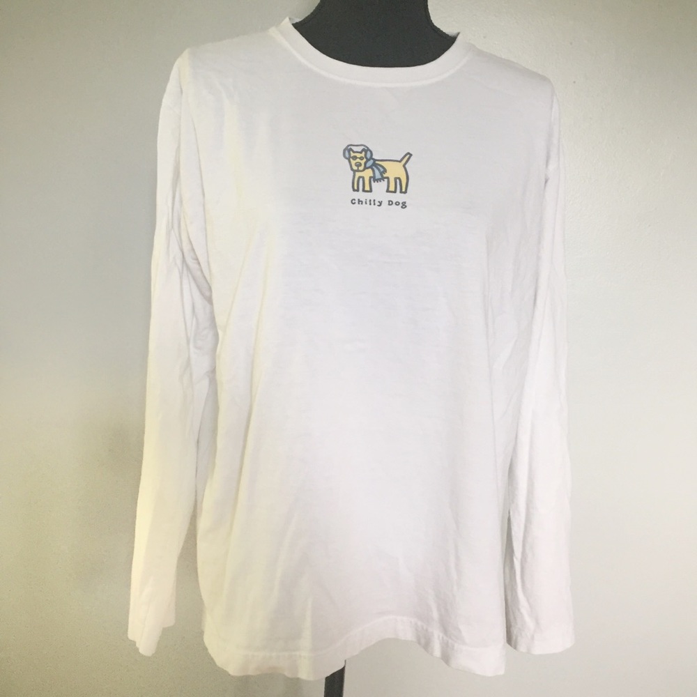 Life is Good Chilly Dog White Long Sleeve Tee